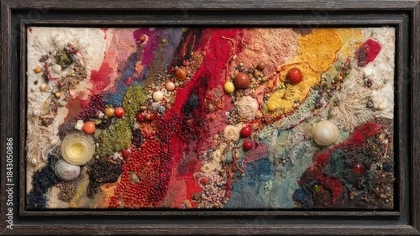 Obraz Abstract Red Paint Texture with Organic Patterns