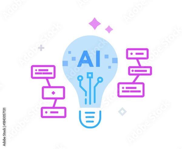 Obraz illustrations concept technology, partnership, artificial intelligence business robot, cybes. linear illustration Icons infographics. Landing page site print poster. Line story