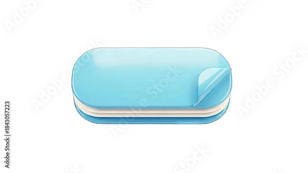 Obraz Blue Sticky Note with Peeling Corner on White Background