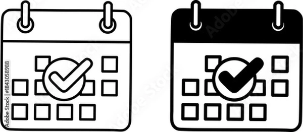 Fototapeta Calendar checklist icon. Outline and solid simple linear vector.