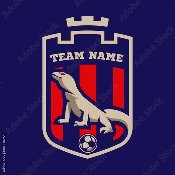 Obraz Komodo dragon soccer logo