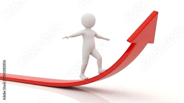 Obraz 3D character moving forward confidently toward a better future.