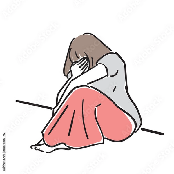 Obraz 落ち込んでいる若い女性