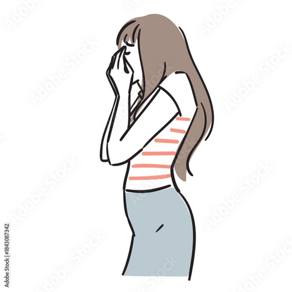 Obraz 落ち込んでいる若い女性