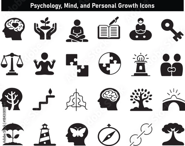 Obraz Psychology, Mind, and Personal Growth Silhouette Icons