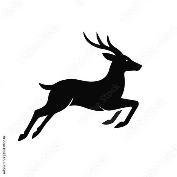 Obraz Dynamic running deer silhouette ideal for speed-themed brand designs.