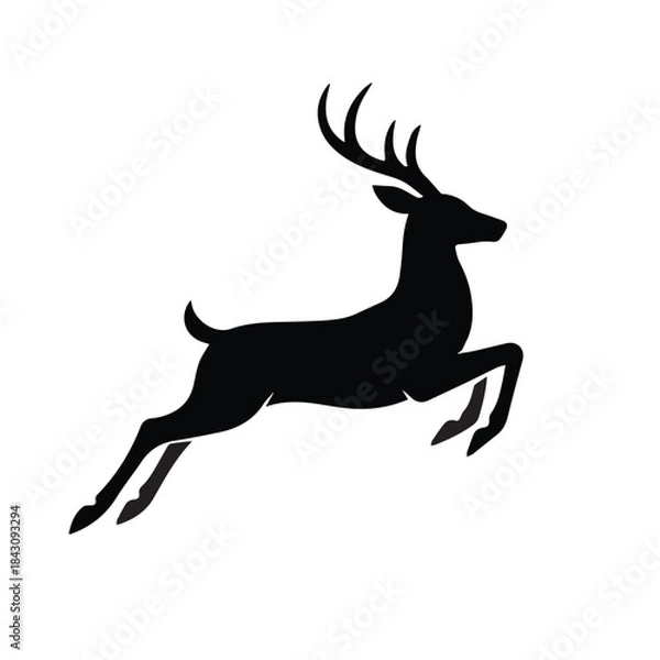 Obraz Leaping deer silhouette created for energetic, active lifestyle graphic projects.