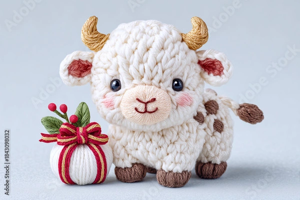 Obraz お正月向け干支の牛の編みぐるみ
