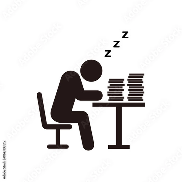 Obraz 勉強中に寝てしまった人のピクトグラムアイコン