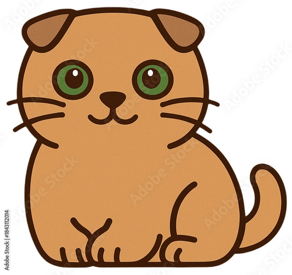 Obraz Scottish Fold Cat Illustration Sitting and Smiling