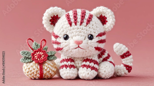 Obraz お正月向け干支の虎の編みぐるみ