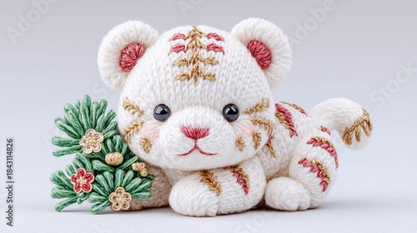 Obraz お正月向け干支の虎の編みぐるみ