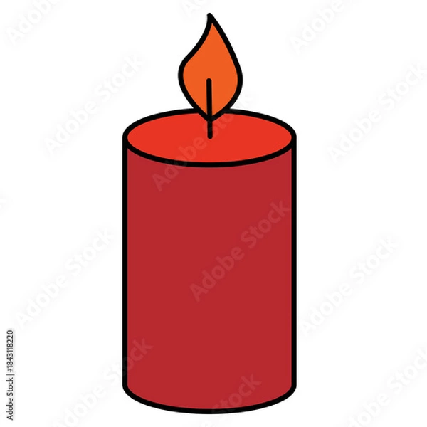 Obraz red burning candle on white background
