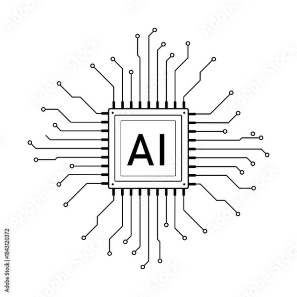 Obraz AI chip icon. Artificial intelligence (AI) processor. Stock Vector