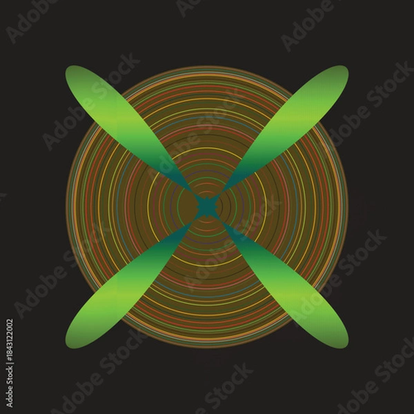 Fototapeta Abstract floral vector illustration featuring nature elements like a green leaf, spring flower, and butterfly icon design