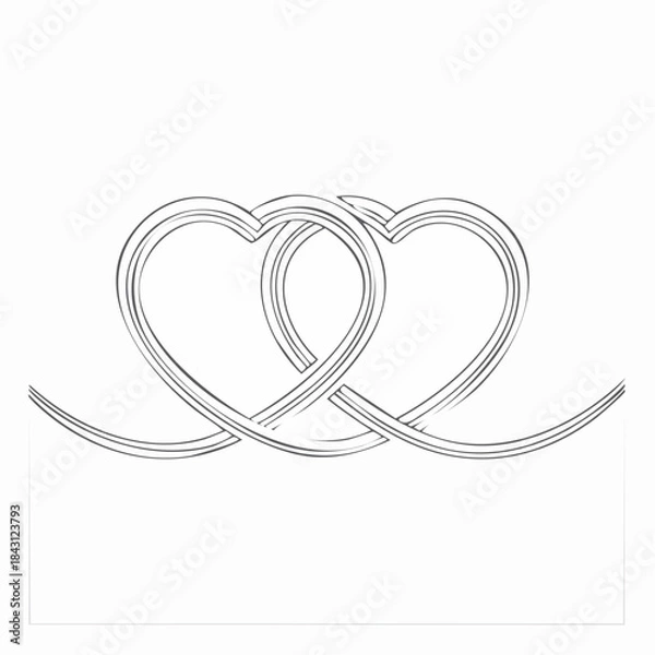 Obraz Hand drawn two connected hearts symbolizing unity and affection
