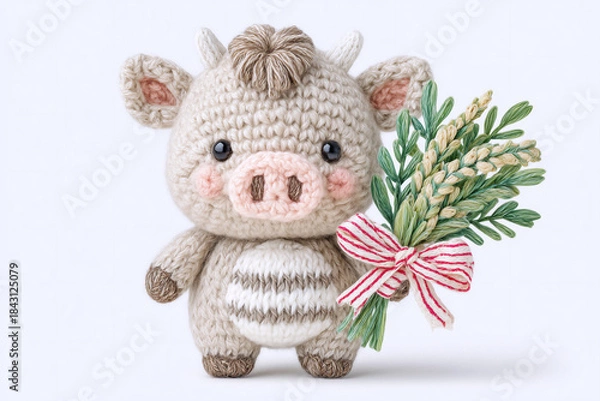 Obraz  お正月向け干支の猪の編みぐるみ