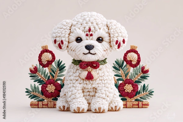 Obraz  お正月向け干支の犬の編みぐるみ
