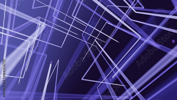 Fototapeta 3D render design showing glowing line grid intersecting geometric blocks
