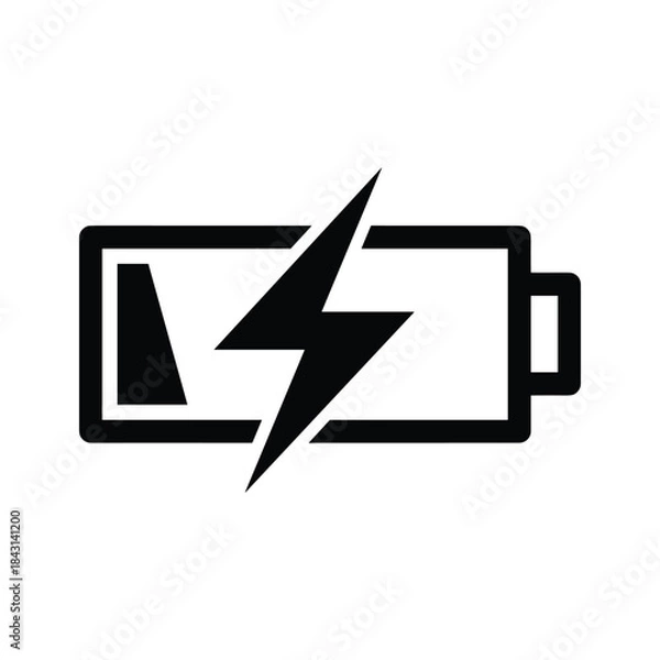 Fototapeta Battery charging icon with lightning bolt symbol