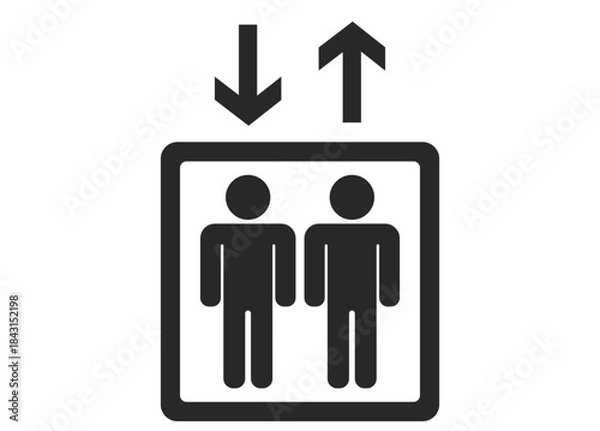 Obraz シンプルなエレベーターのピクトグラム　2人　黒