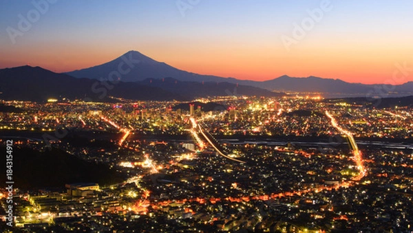 Obraz 静岡市の街並みと富士山