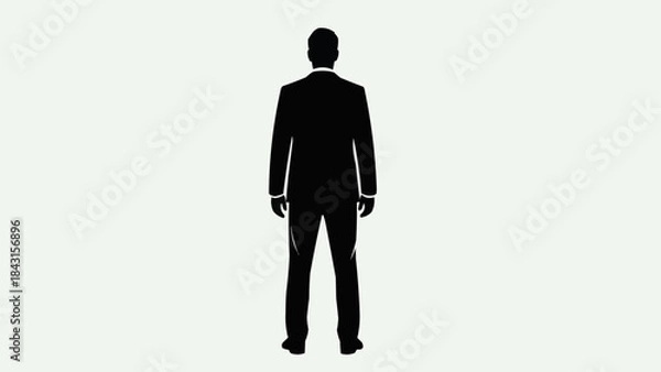 Fototapeta Silhouette of a man in a suit standing facing away from the camera.