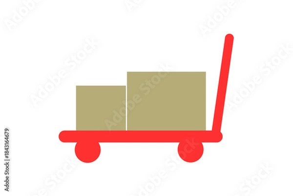 Obraz 荷物が乗ったカート　赤 