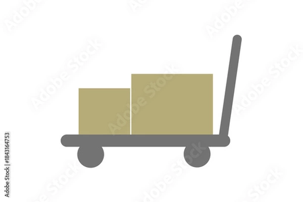 Obraz 荷物が乗ったカート　灰色 