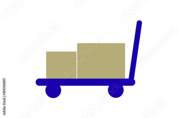 Obraz 荷物が乗ったカート　青 