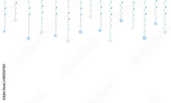 Obraz 雪の結晶のクリスタルオーナメントのガーランド★abstract blue background