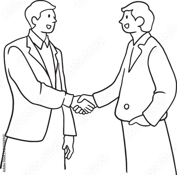 Fototapeta Exhausted and overwhelmed businessman walking and breathing heavily, holding a briefcase. Hand-drawn line art illustration representing fatigue, burnout, long working hours.