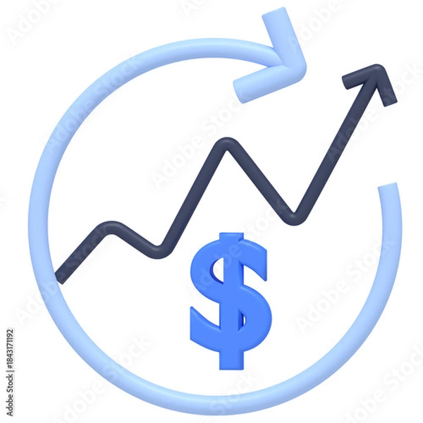 Obraz Dollar Sign with Arrow and Graph