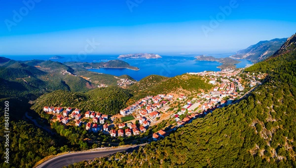 Obraz Kas city aerial panoramic view in Turkey