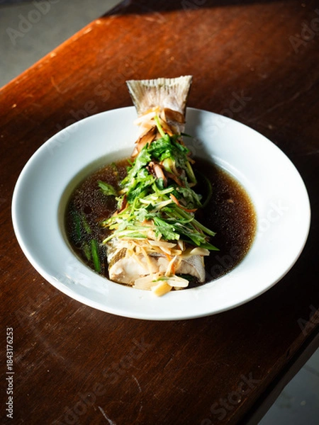 Obraz steamed fish in soy sauce