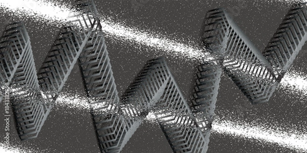 Obraz Hexagonal waveform consisting of particles and lines. Big data visualization. Abstract background with dynamic waves. Vector illustration.