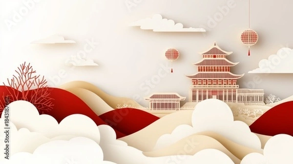 Obraz Background of Traditional Chinese Festival Themes