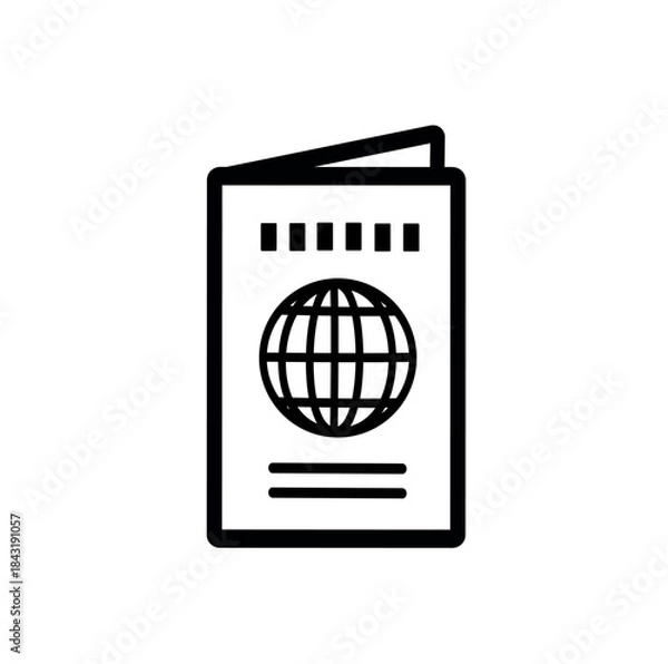 Obraz Travel guide icon. World map book vector icon.  Vector graphic, not Artificial Intelligence, logo illustration. Replaceable vector design.	