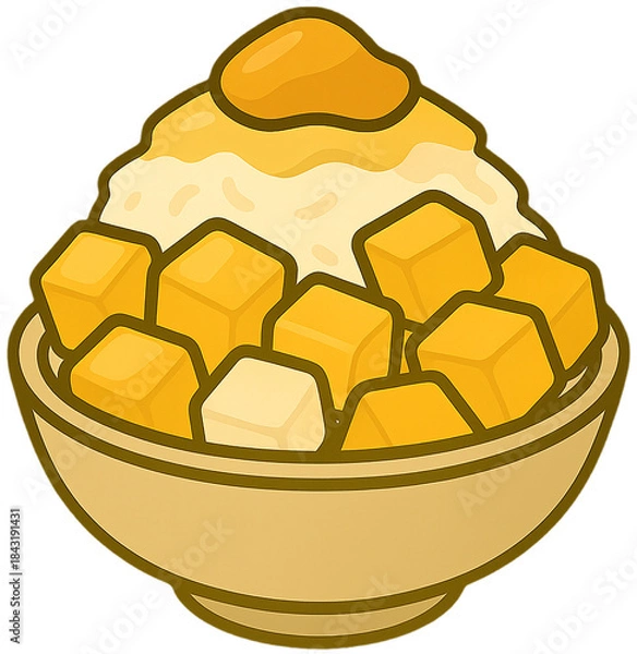 Obraz Mango Shaved Ice Dessert Illustration