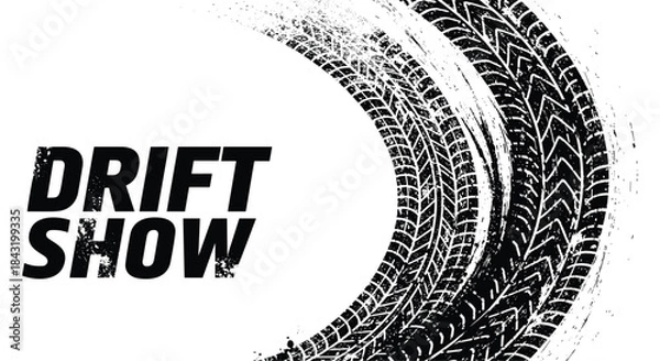 Fototapeta Drift show tire track vector background