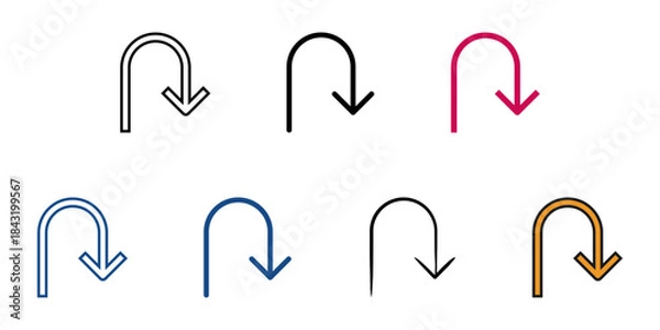 Obraz Turn back icon set multiple style vector collection. Editable Stroke 
