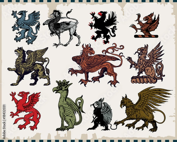Obraz Heraldic griffins