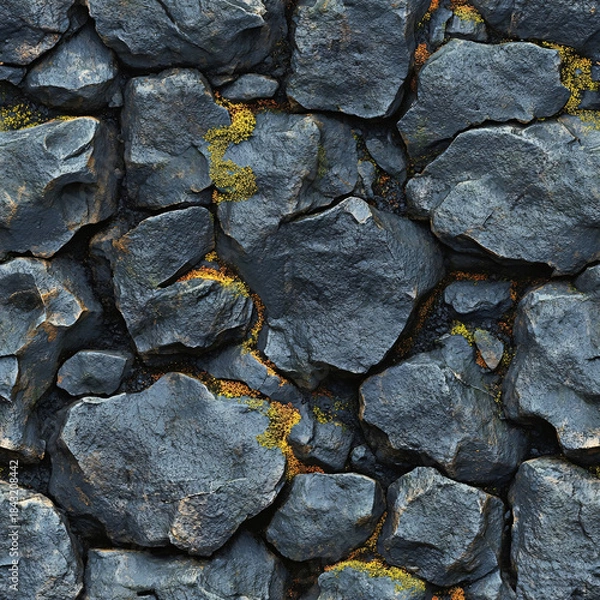 Obraz Rough volcanic rock texture with velvety moss seamless