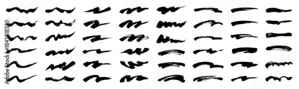 Obraz 筆の手描きラインセット。見出し・テキスト用アンダーラインのベクター素材