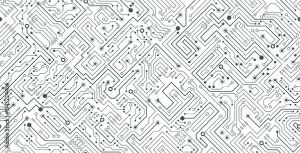 Obraz Seamless electronic circuit board with technology background.