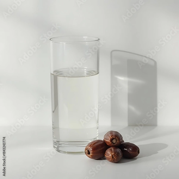 Obraz Minimal glass of water with natural light shadows