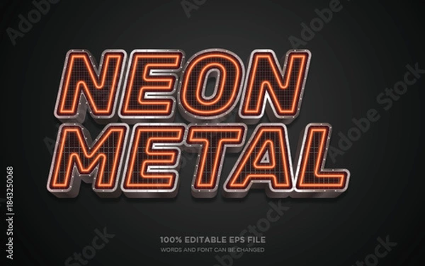 Obraz Neon Metal Glow 3D editable text style effect