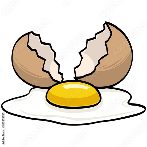Obraz Cracked Egg Shell Cartoon Drawing Illustration