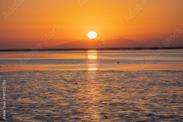 Obraz 佐賀－【鹿島市から見た有明海の夕景】