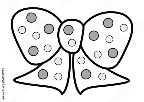 Obraz シール台紙にも使える水玉模様のリボン線画イラスト